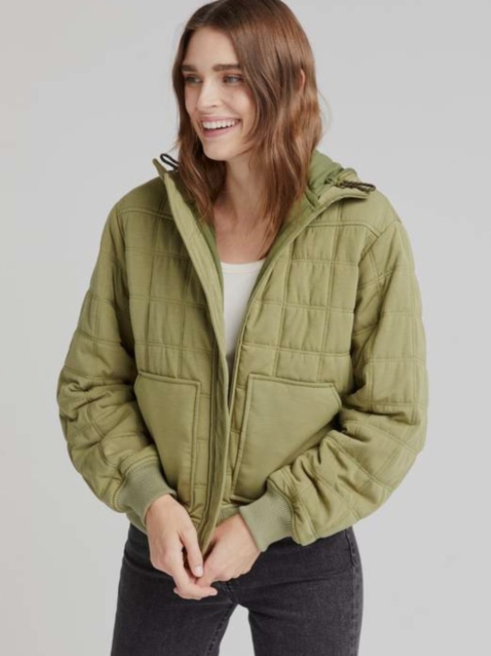 Richer Poorer Olive Quilted Hooded Puffer Jacket Army Green oversized balloon